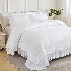 Andency White Comforter Set Queen Size, Lightweight
