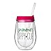 Grandma's Sippy Cup - 10 oz Stemless Acrylic Double Wall Insulated Wine Glass with Lid and Straw - Perfect Gift for Grandma (10 oz, Pink Lid)