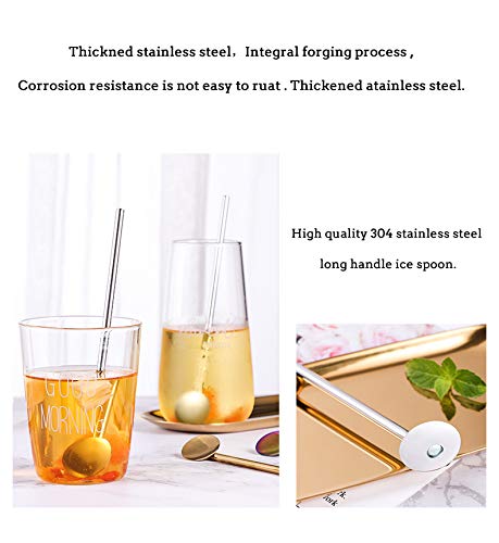Spoons Straws, AnSaw Reusable Drinking Straws, Mixing Spoon 2-in-1 Stirrer Spoon Straws Utensil  w/Clean Brushes for Milkshake,Smoothies, Iced Coffee/tea, Cocktail -7.67 inches (5 Pack) - Thumbnail 3