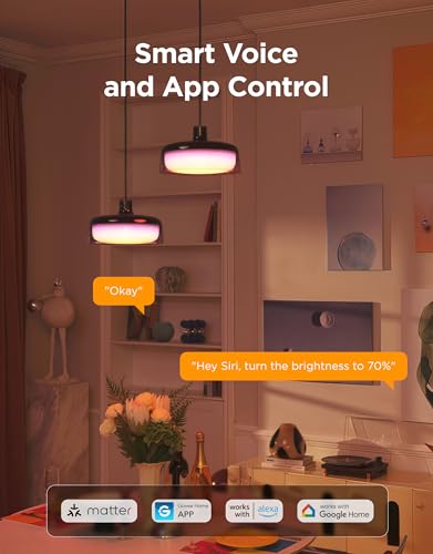 Govee Lámpara colgante para isla de cocina, iluminación inteligente RGBIC de tres capas, compatible con Matter, 1300LM 2700K-6500K regulable negra, accesorio de luz colgante que funciona con Alexa