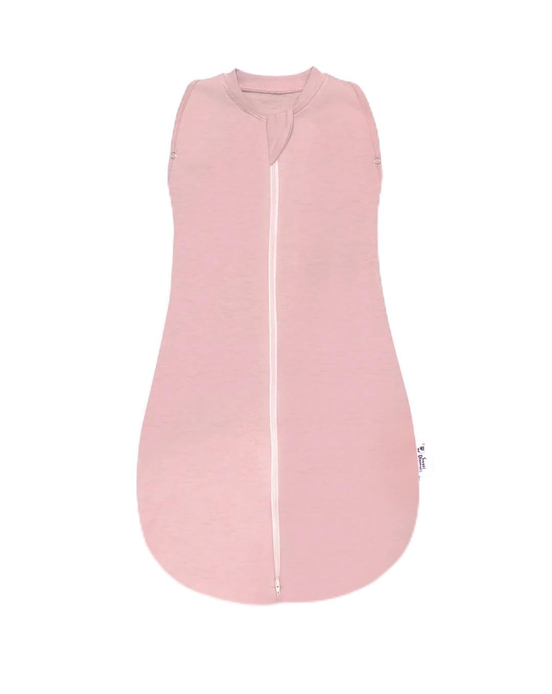 Sweet Dreamers, Baby Sleep Bag and Swaddle for Newborns | 0-3 months, 1.0 TOG | Soft Bamboo Fabric Baby Sleeping Bag | Dusky Pink