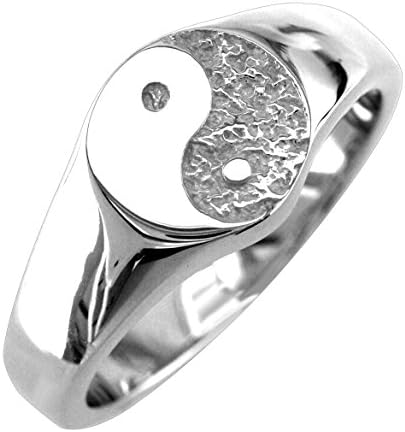 Solid Yin Yang Ring in Sterling Silver - size 6.5