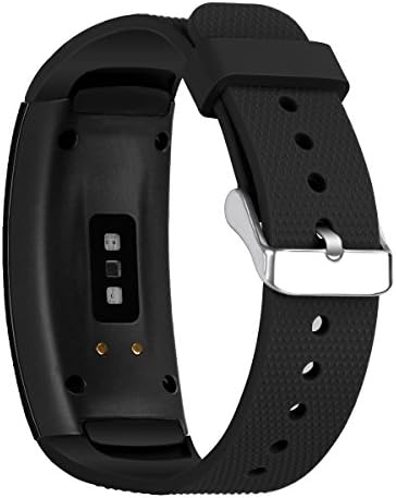 PINHEN Compatible for Gear Fit2 Watch Band - Soft Silicone Watch Band Replacement for for Samsung Gear Fit 2 Pro & Fit 2, Black