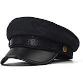 VASANA Black Chauffeur Hat Classic Vintage Newsboy Cap Peaked Beret Cap Taxi Driver Costumes Hat Captain Sailor Hat