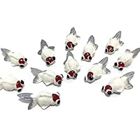 Mr_air_thai_Miniature Lot 12 Miniature Goldfish (White) Fairy Garden Supplies Animal Fish Figurine Furniture Dollhouse GD#024