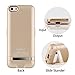Leadtry 4200mah Iphone 5 5s 5SE Universal Slim Case Rechargeable Portable Charger Case Outdoor Moving External Battery Backup Case Cover with 4 LED Lights Built-in Pop-out Kickstand Holder (Gold)