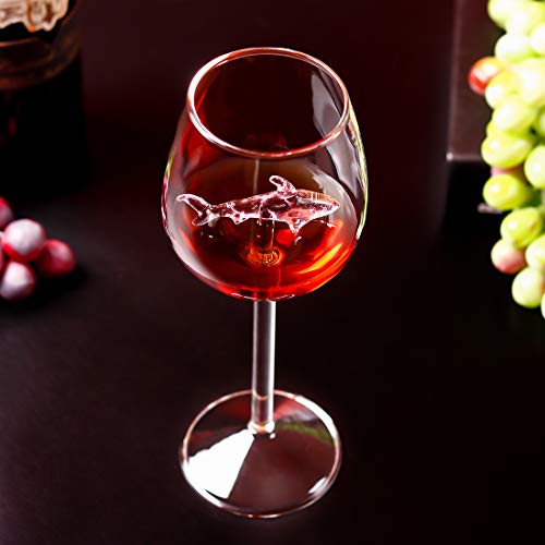 JGLASSMALL 2 Packs Shark Wine Glass Goblets - Fun Novelty Bar Gift for Wine Lovers Fancy Party Glasses