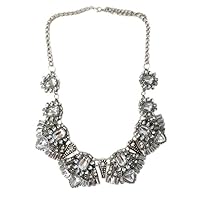 Secret for Longevity Classic Art Deco Clear Crystal Rhinestone Antique Style Statement Choker Collar Wedding Bridal Prom Chunky Statement Necklace