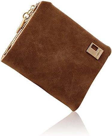 New ornament Women Nubuck Short Wallet Trifold Mini Purse with Zip Coins Pocket,Blue