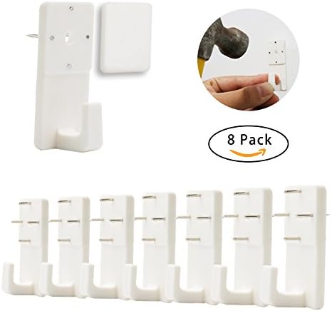 Picture Hangers, 8 Pack Invisible Hardwall Picture Hanging Hooks Wall Mounted Non-Trace Hooks Heavy Duty Picture Photo Frame Hangers, (White)