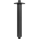 NearMoon Ceiling Mounted Shower Arm with Flange, Universal Connection 1/2 NPT Straight Square Shower Arm for Fixed Rain Showe