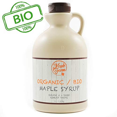 BIOLOGISCHER-Ahornsirup-Grad-A-Dark-Robust-taste-1-Liter-1350-Kg--Organic-Maple-Syrup-BIO-Ahornsirup-VEGAN