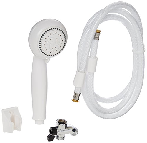 Lumex Hand Held Shower Head 5 Spray Positions and 80 Inches Reinforced Hose, White 12040