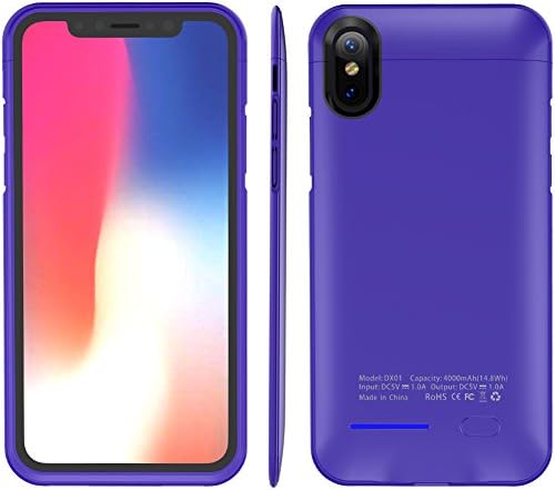 iPhone X Battery Case , Innovative Wireless 4000Mah Portable Cover Charger Power Bank Charging Case For iPhone Accessories With Ultra Protection and Ultra Protection , Magnet Bracket Purple