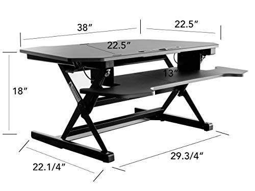 OFFICE FACTOR Standing Desk Converter for Home or Office, Stand Up Desk Converter with Computer Riser, Keyboard Tray, Tablet Holder, 38 Inch Wide Platform(Black) - Thumbnail 2