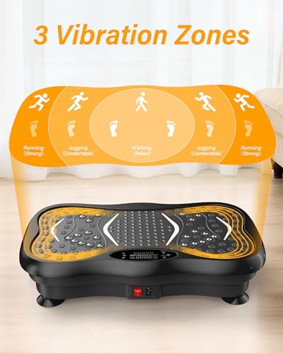 Vibration Plate Exercise Machine for Home Workout, 5 Programme Modes & 99 Speed Levels, Full Body Training Vibration Plate with Resistance Bands, LED Display & Remote Control, 330 lbs Capacity