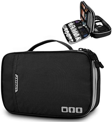 Cable Organiser Bag, REXSO Digital Storage Bag, Travel Electronics Accessories Bag Organiser for Cables, Flash disk, USB drive, Charger, Power Bank, Memory Card, Headphone and iPad Mini-3 layer (black)