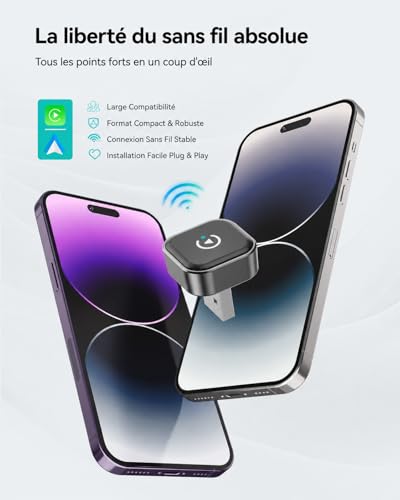 Spedal 2026 Wireless CarPlay Adapter - Ultra Mini 2 in 1 Android Auto Wireless, WiFi 6 & Bluetooth 5.4, Plug & Play for Wireless Freedom, Fast Automatic Connection, Stable and No Delay