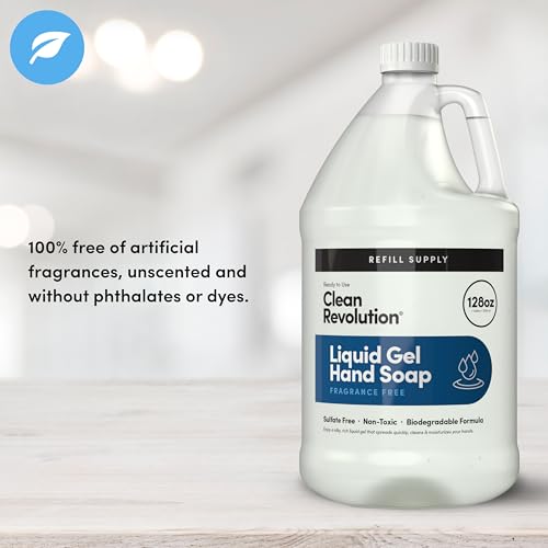 CLEAN REVOLUTION LIQUID GEL HAND SOAP, SILKY RICH LIQUID, QUICK LATHER, FAST RINSING, (FRAGRANCE FREE) 128 FL OZ
