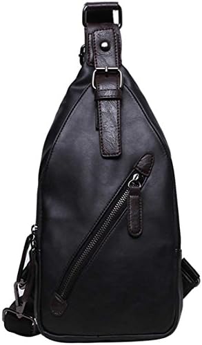Amarte Men's Leather Sling Bag Water Resistant Crossbody Bag Casual Chest Shoulder Backpack Black