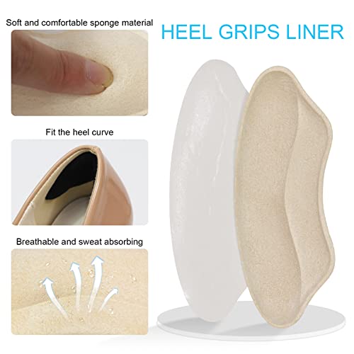 BIGGCOOL Heel Grips Inserts for Women and Men, Heel Pads for Loose Shoes, Heel Protector Cushions Improve Shoe Fit and Prevent Heel Slipping, Rubbing and Blisters - 4pairs(Apricot+Black)