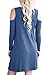QIXING Women's Off The Shoulder Summer Swing Tunic Sundress Tshirt Elegant Blue-L
