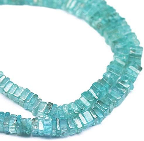 1 Strand Apatite Square Cube Smooth 16'' Long Strand Gemstone Beads, Jewelry Supplies for Jewelry Making, Bulk Beads, for Meditation Jewellery for Reiki Healing Mystic Gemstone Size 3mm to 4mm