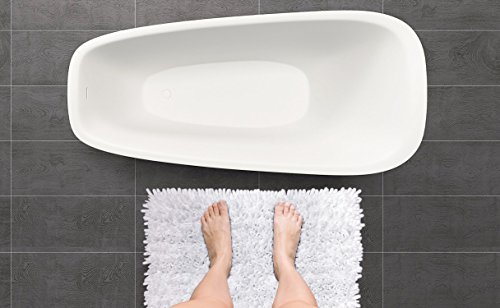 Raphael Rozen Elegant Bath Set of 2 Microfiber Shag Bath Mat, Non slip Backing, Ultra Soft, Extremely absorbent and Fast Drying. Durable, Easy Cleaning, Machine Washable. 5 White, 21"x34"