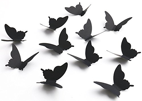Luxbon 100Pcs 3D Cardboard Paper Butterfly Matt Effect Wall Decoration Stickers Art Crafts Decal Butterflies Home DIY Improvement Decor Mural Black - Thumbnail 5