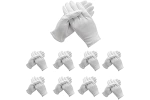 48 Pcs (24 pairs) White Cotton Gloves for Dry Hand Moisturizing Cosmetic Eczema Hand Spa and Coin Jewelry Inspection , checki