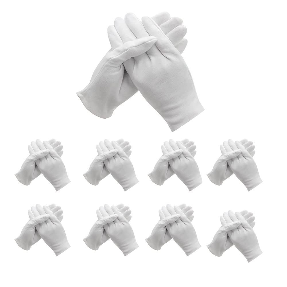48 Pcs White Cotton Gloves for Dry Hand Moisturizing Cosmetic Eczema Hand Spa and Coin Jewelry Inspection, Checking Gloves,Serving Stretchable Lining Gloves Moisturizing Gloves