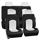 FH Group PU008114 Highest Grade Faux Leather Seat Covers (White) Full Set - Universal Fit for Cars Trucks & SUVs