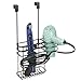 mDesign Metal Bathroom 2 Section Storage Tool Organizer Basket Tray - Hang Over Cabinet Door - Storage for Hair Dryer, Straightener, Curling Iron, Styling Products - Concerto Collection - Matte Black