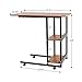 Jerry & Maggie - Movable Desk Office Home Desk Laptop Desk Lapdesk with 4 Wheels Flexible Wooden Stand Desk Cart Tray Side Table for Bed - Black & Natural Wood Tone