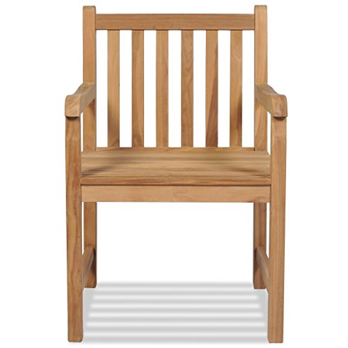 vidaXL 2X Teak Massiv Gartenstuhl mit Armlehne Essstuhl Holzstuhl Gartensessel Stuhl Stühle Sessel Gartenstühle Terrassenstuhl Garten – Bild 4