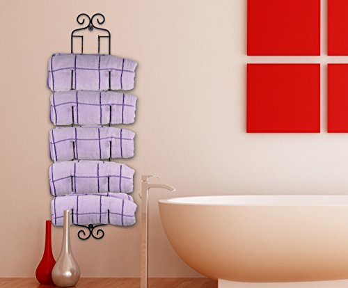 ESYLIFE Wall Mounted Wine Towel Rack - Cascading Design for Holding 2-6 Bottles/Towels