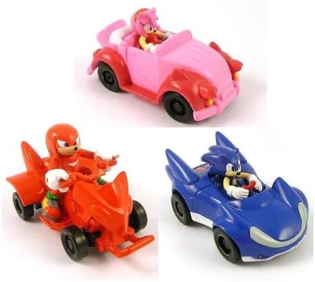 Set of 3 KNUCKLES/ SONIC /AMY Sonic the Hedgehog 2" Pullbacks Racer Cars