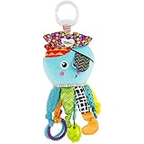 Lamaze Clip On Car Seat and Stroller Toy - Captain Calamari - Crinkle Car Seat Toys and Stroller Toys - Sensory Toys for Babies - Travel Toys for Car - Infant Toys Ages 0 Months and Up