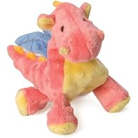 goDog Dragon With Chew Guard Technology Tough Plush Dog Toy, Coral, Small