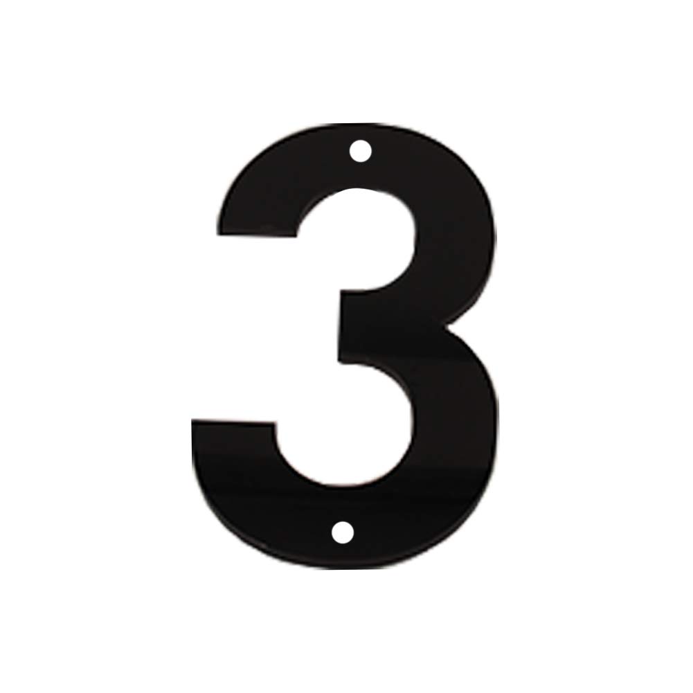 House Number Sign 6 Inch (15 cm) Large Modern Acrylic Plastic Door Numbers, Thick Signage Plaque Self-adhesive & Screws Street Home Address Number Mailbox Numbers, Black [Number 3]
