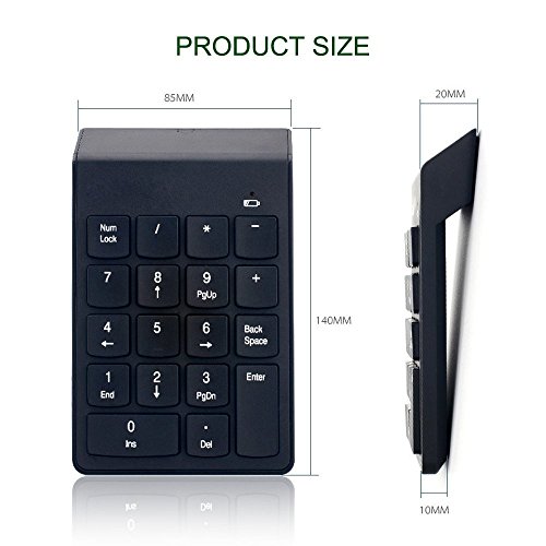 Sumger Numeric Keypad 2.4G wireless Keyboard Mini Portable 18 Keys Number Pad Financial Accounting Keypad with USB Receiver wireless for iMac,MacBook,MacBook Air,MacBook Pro,Laptop with AAA Battery