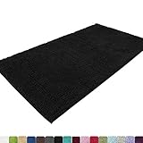 MAYSHINE Absorbent Microfiber Chenille Door Mat Runner for Front Inside Floor Doormats, Quick Drying, Washable-31x59 Inches Black