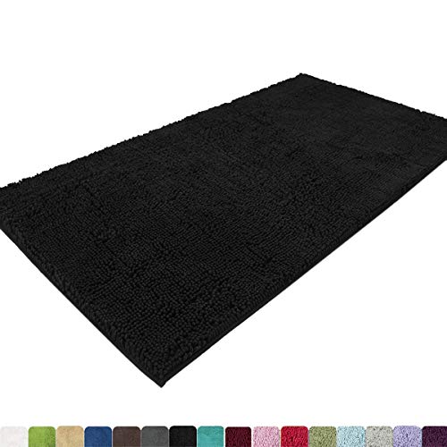 MAYSHINE Absorbent Microfiber Chenille Door Mat Runner for Front Inside Floor Doormats, Quick Drying, Washable-31x59 Inches Black