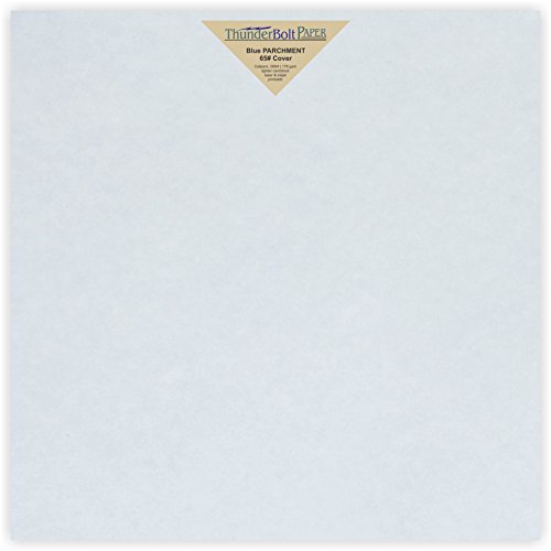 50 Light Blue Parchment 65lb Cover Weight Paper - 12" X 12" (12X12 Inches) Scrapbook Album|Cover Size - Printable Cardstock Colored Sheets Old Parchment Semblance