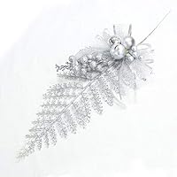 Brave669 Christmas Artificial Leaf Bowknot Cuttings Xmas Tree Ornament Home Party Decor