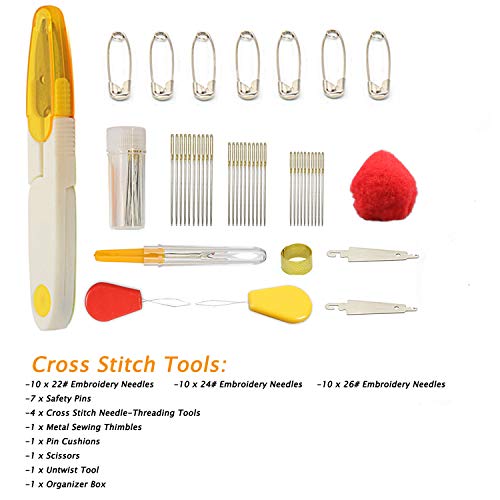 Embroidery Floss 108 Pcs Cross Stitch Kits,COTOPHER Embroidery Thread 62 Skeins Friendship Bracelets Floss with Organizer Storage Box Embroidery Starter Kits 46 Pcs Cross Stitch Tools(108 PCS) - Thumbnail 2