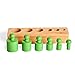 BOHS Montessori Knobbed Cylinders Blocks - 6 Pegs / 6.7 Inches - Colorful Wooden Early Home School Toys - 4pcs Set