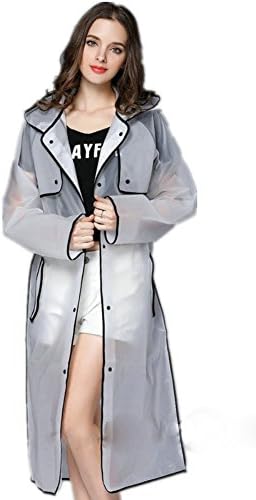Women's Transparent Frosted Hooded Long Raincoat