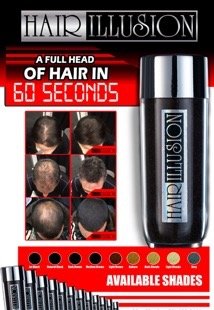 HAIR ILLUSION - 100% Natural Human Hair FibersNot Synthetic For Men & Women, Premium Hair Building Formulation, Black 18g