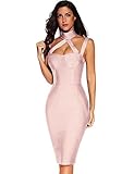 Meilun Womens Sleeveless Bodycon Dress Bandage Straless Dress (S, Pink Beige)